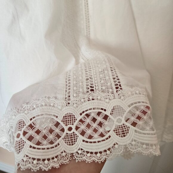 Eri + Ali White Lace Boho Prairie Dress Puff Sleeve Midi Cottagecore  L/XL - Picture 7 of 14